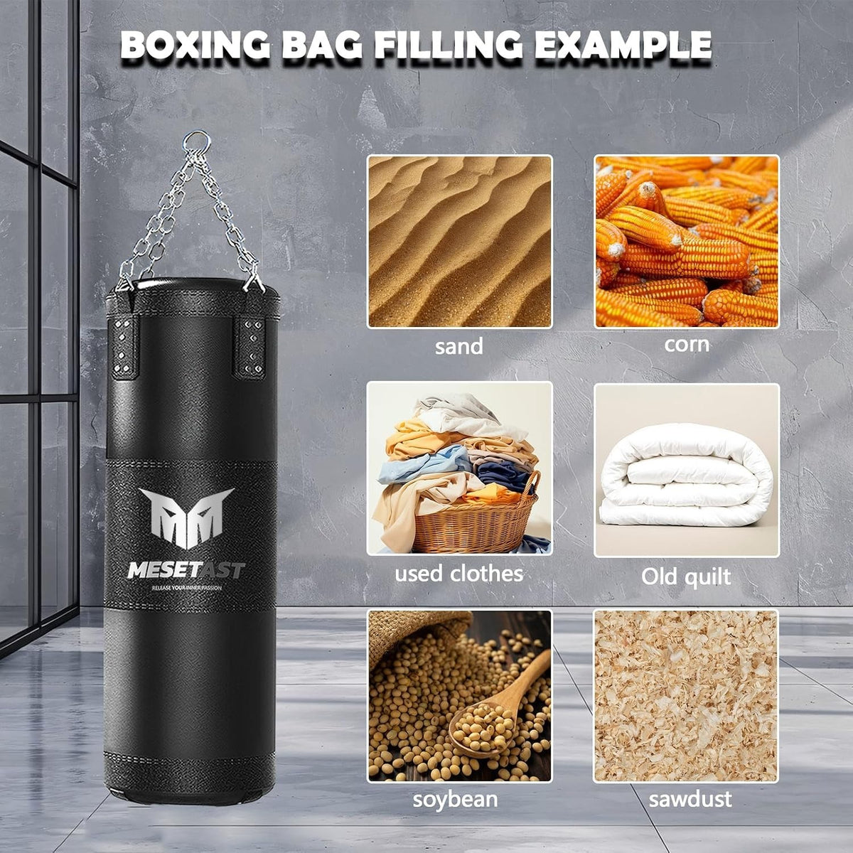 Kids Punching Bag Set with 8 OZ Boxing Gloves - 2.7ft Heavy Bag for Youth Boxing MMA Karate