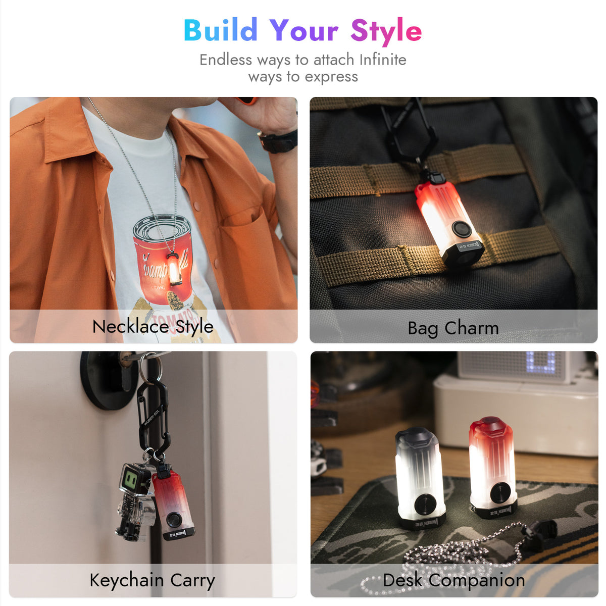Rechargeable Mini Keychain Flashlight 150LM Waterproof RGB Magnetic LED