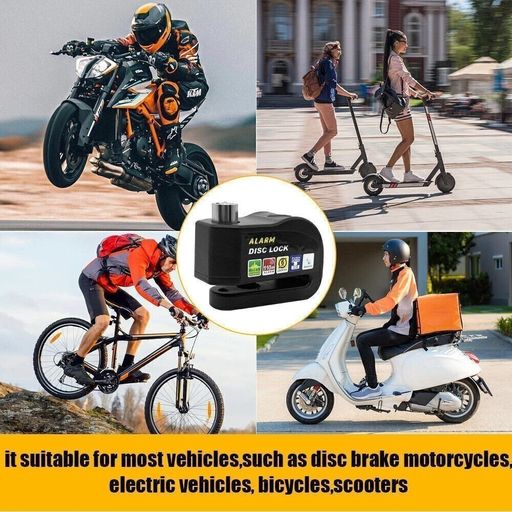 Waterproof Motorcycle Bicycle Disc Brake Lock with Alarm - Anti-Theft Security