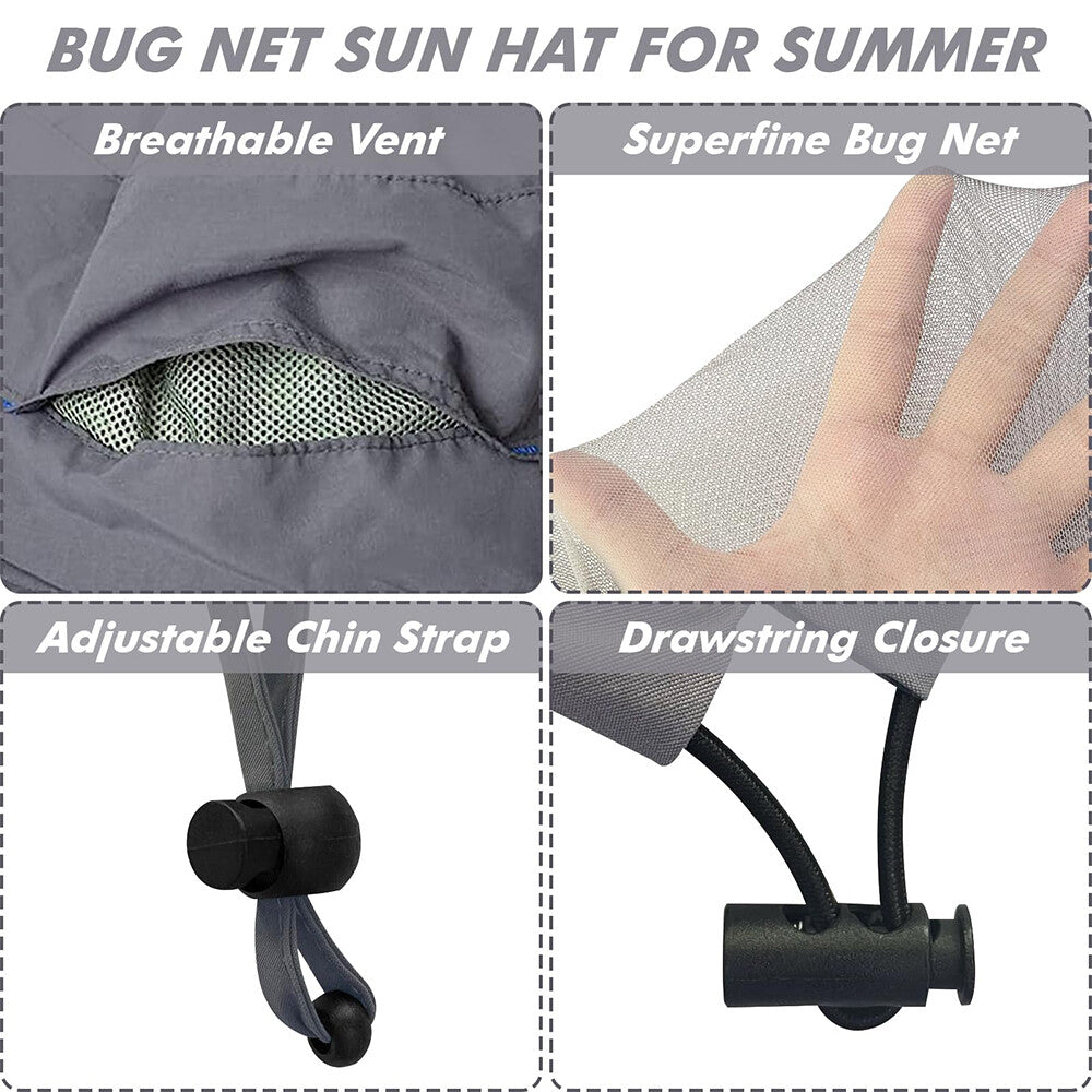 Mosquito Head Net Hat with UV Sun Protection for Outdoor Activities