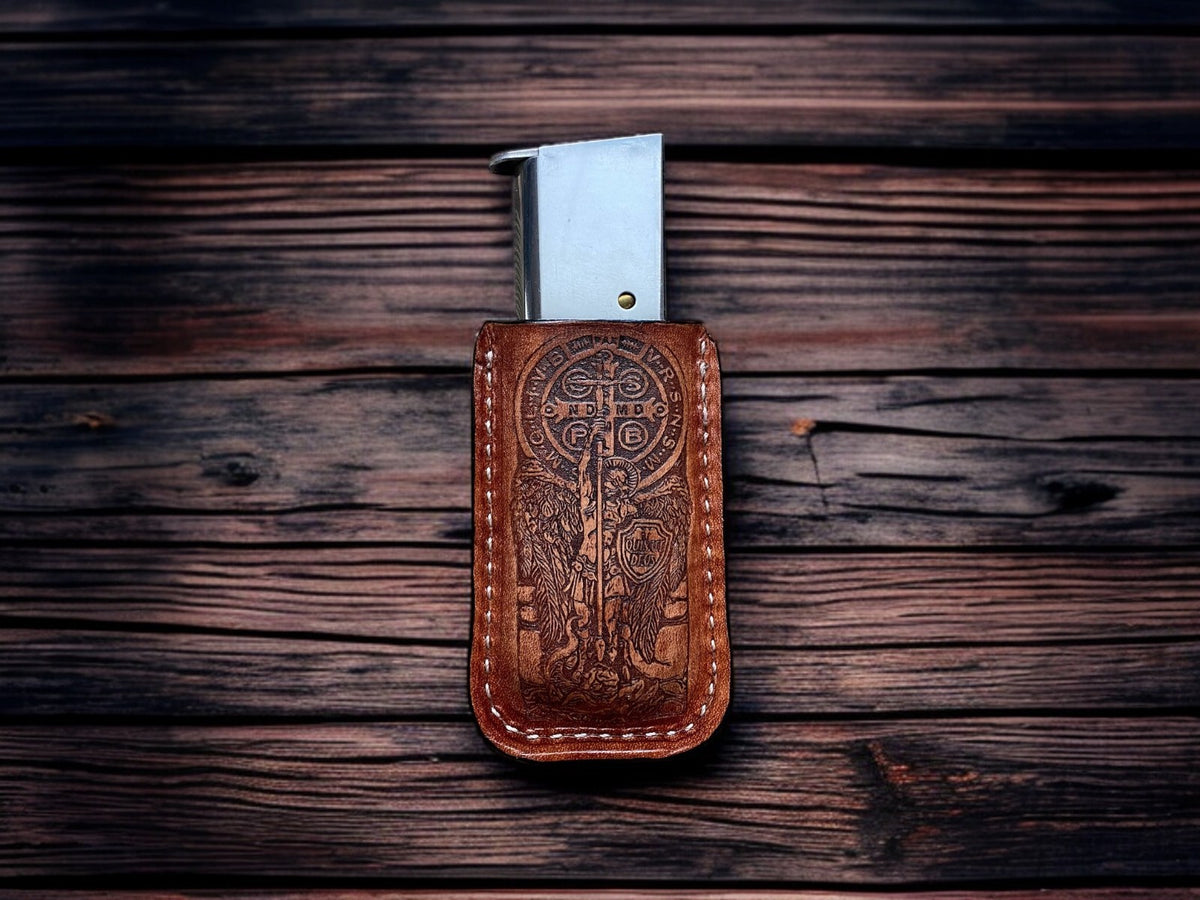 Custom Leather Magazine Holder with Belt Clip Made in USA