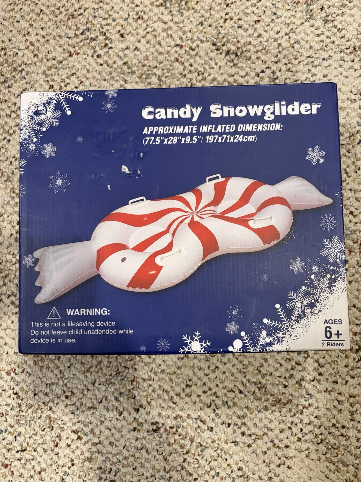 Candy Snowglider Inflatable Winter Sled for 2 Riders Snow Tube