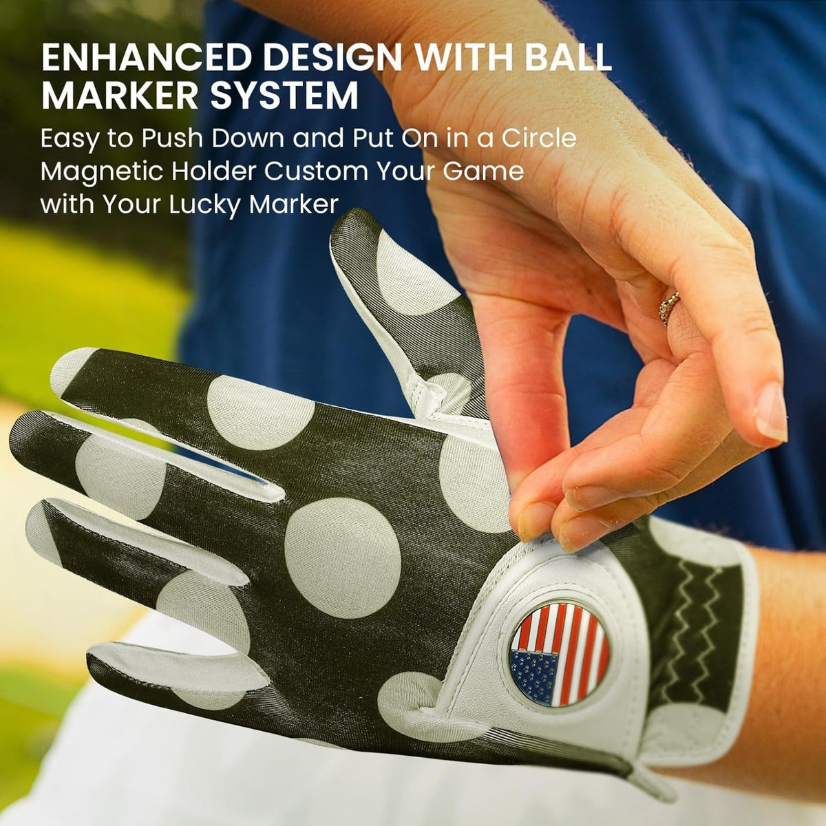 Women's Golf Glove with Ball Marker, Lightweight Breathable Fit