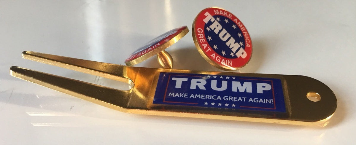 Golf Ball Markers and Divot Tool Set - Trump MAGA President America Gift
