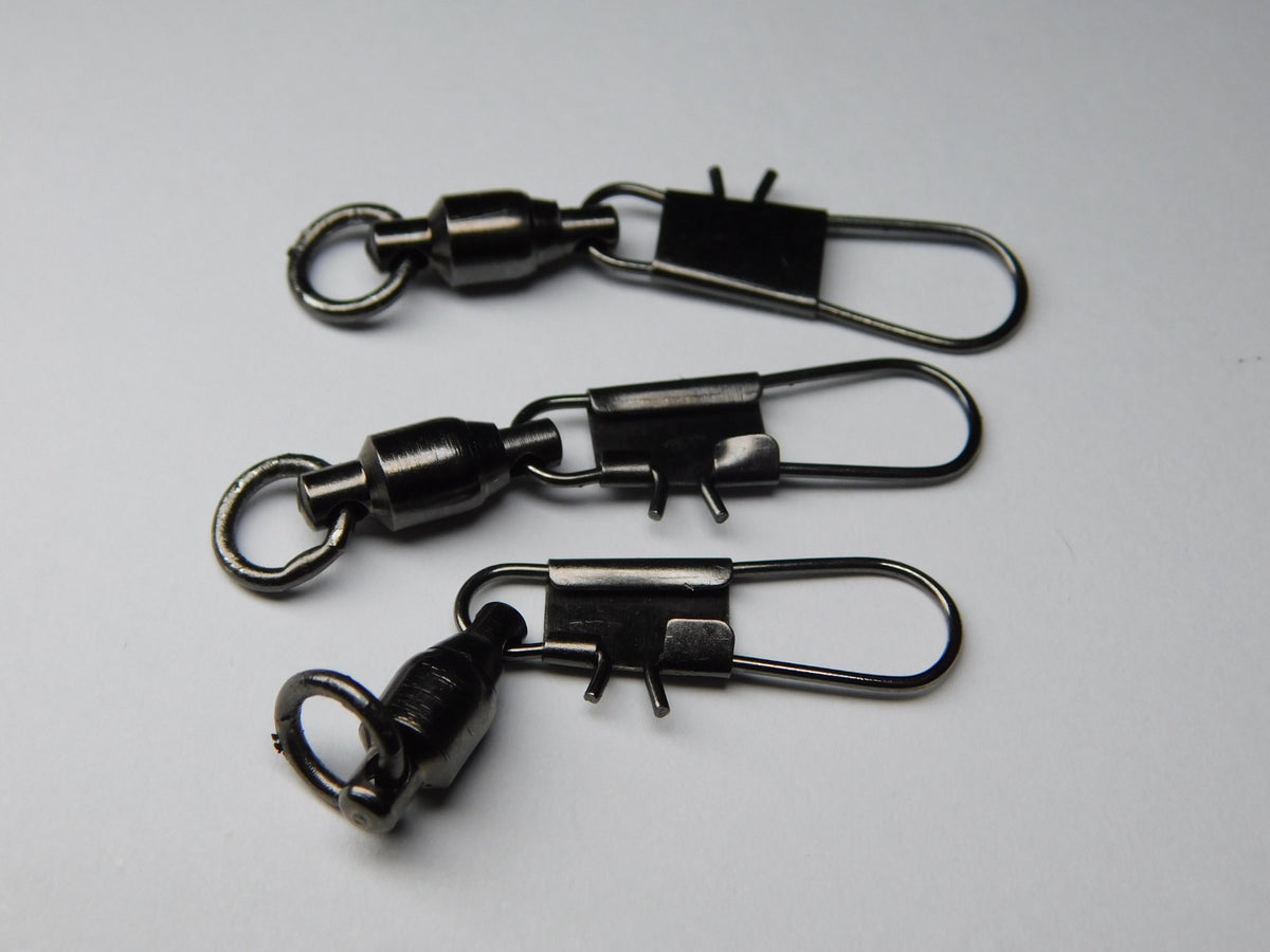 Ball Bearing Swivels Bulk Pack for Fishing - Black Nickel, Sizes 1-4