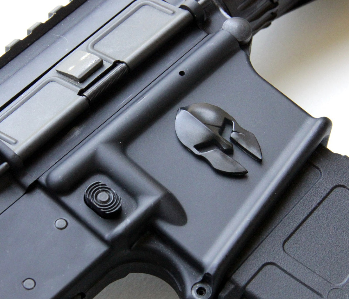 Matte Black Metal Spartan Helmet Decal Set for Magwell - 2 Pack