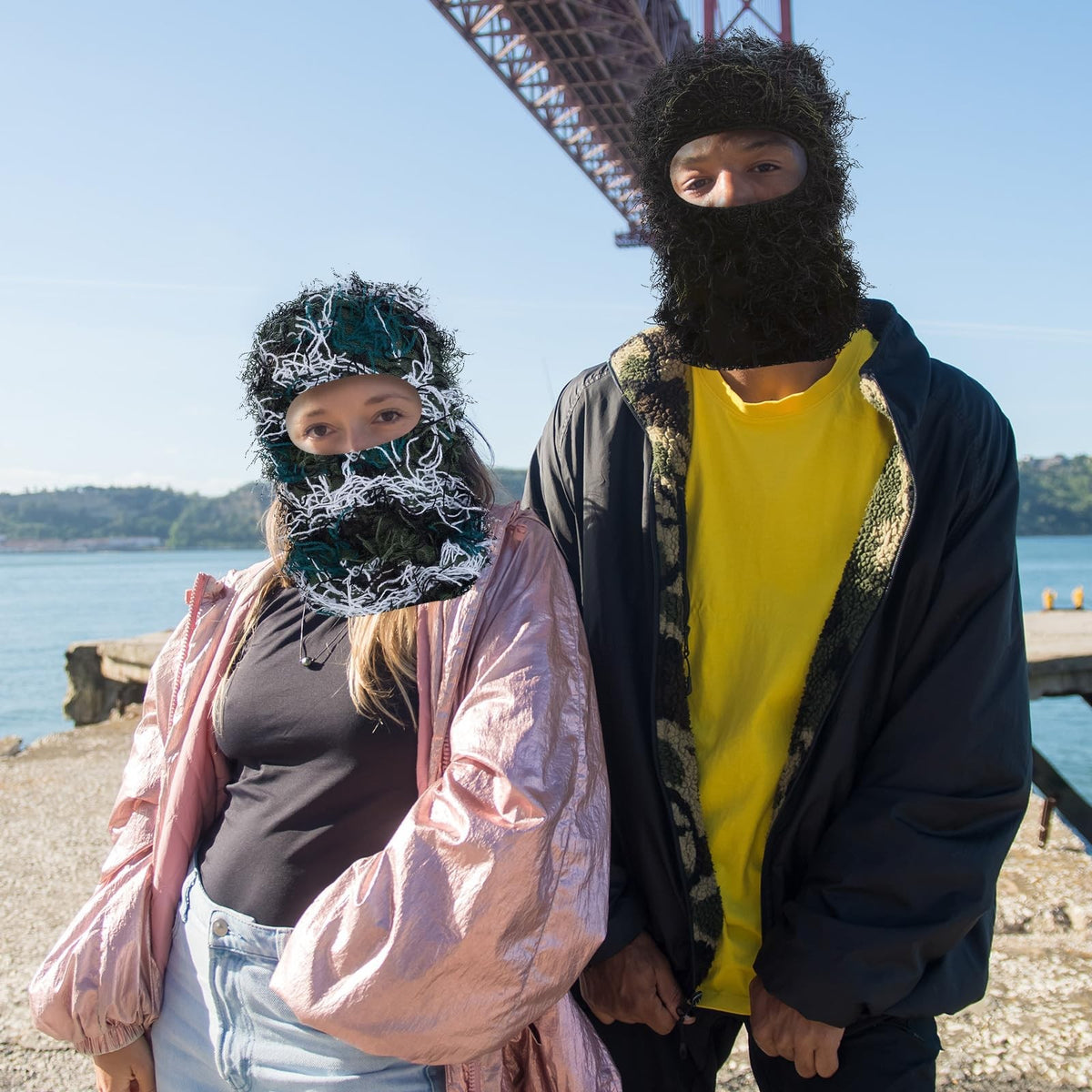 Distressed Full Face Ski Mask Balaclava for Winter Sports and Cosplay