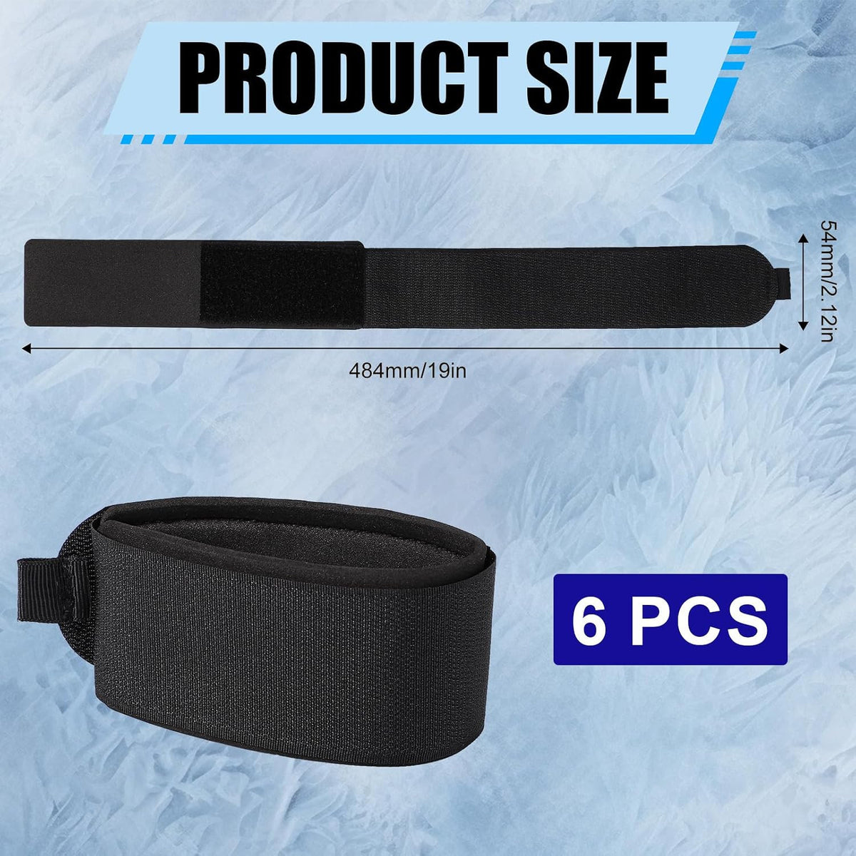 6 Pcs Ski Fastener Straps with Protector Pads 19x2.1 Inch Winter Sports Gear