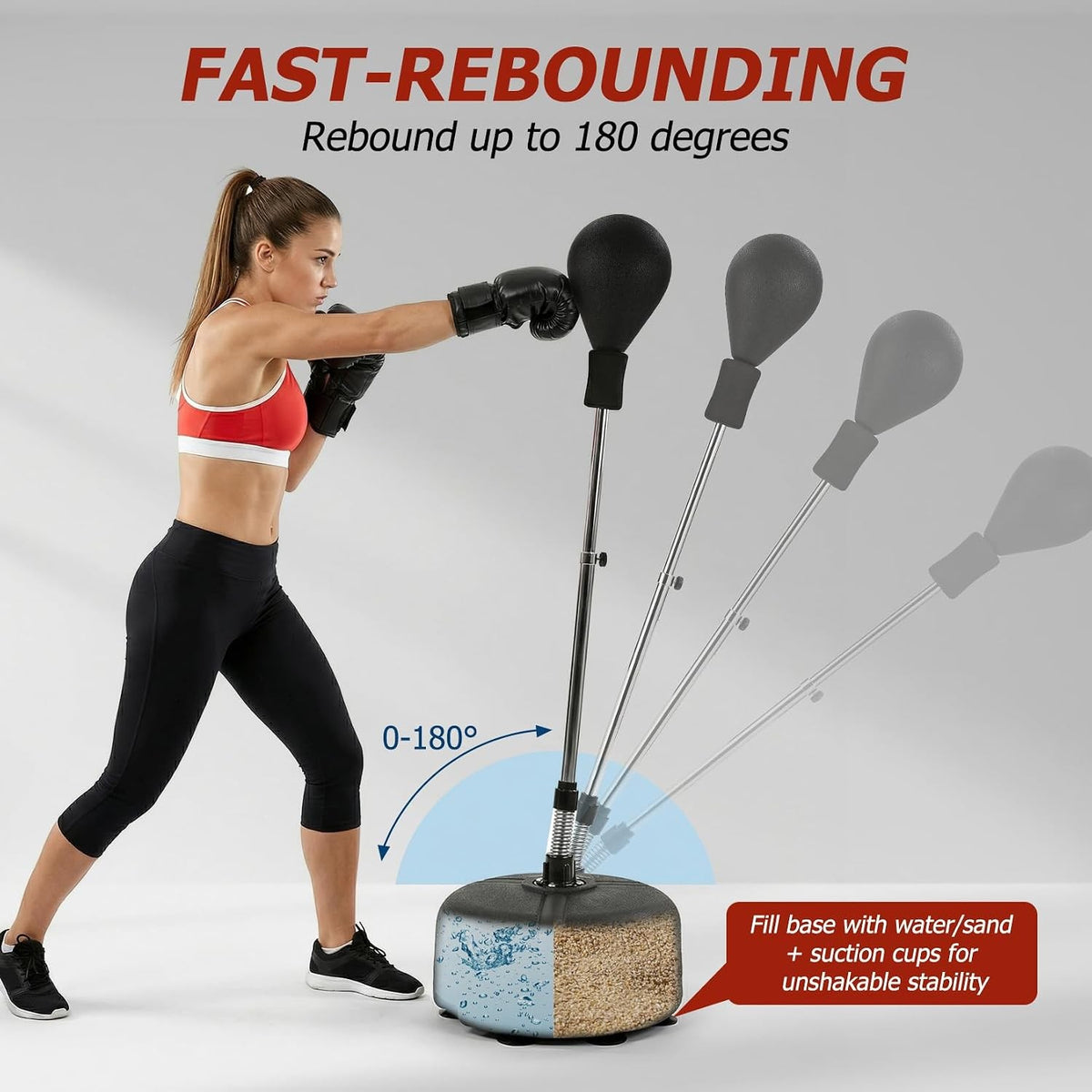 Adjustable Freestanding Speed Ball Punching Bag with Stand for Boxing Fitness