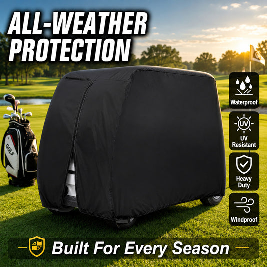 Heavy Duty Waterproof 4-Passenger Golf Cart Cover - UV & Wind Resistant