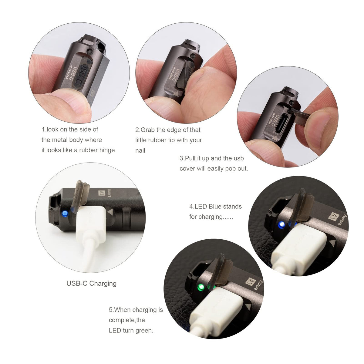 Magnetic Keychain Flashlight 650 Lumens USB-C Rechargeable Water-Resistant