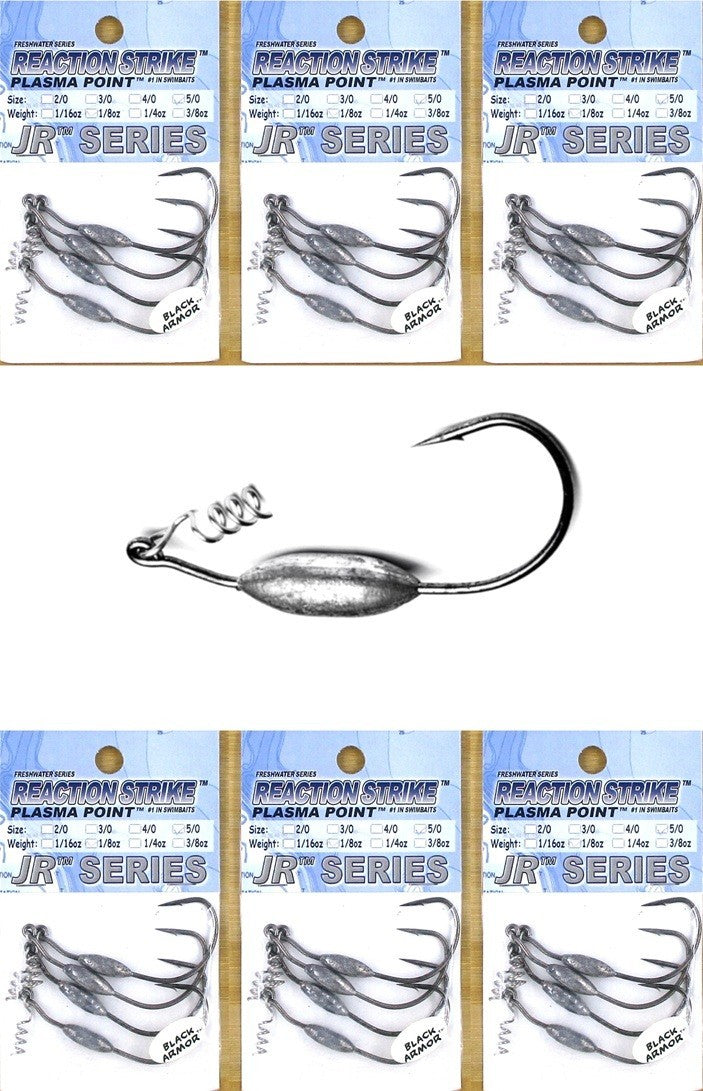 Weighted Swim Bait Hooks Set - 6 Packs 1/8 Oz Jr Series Fish Hooks 5/0