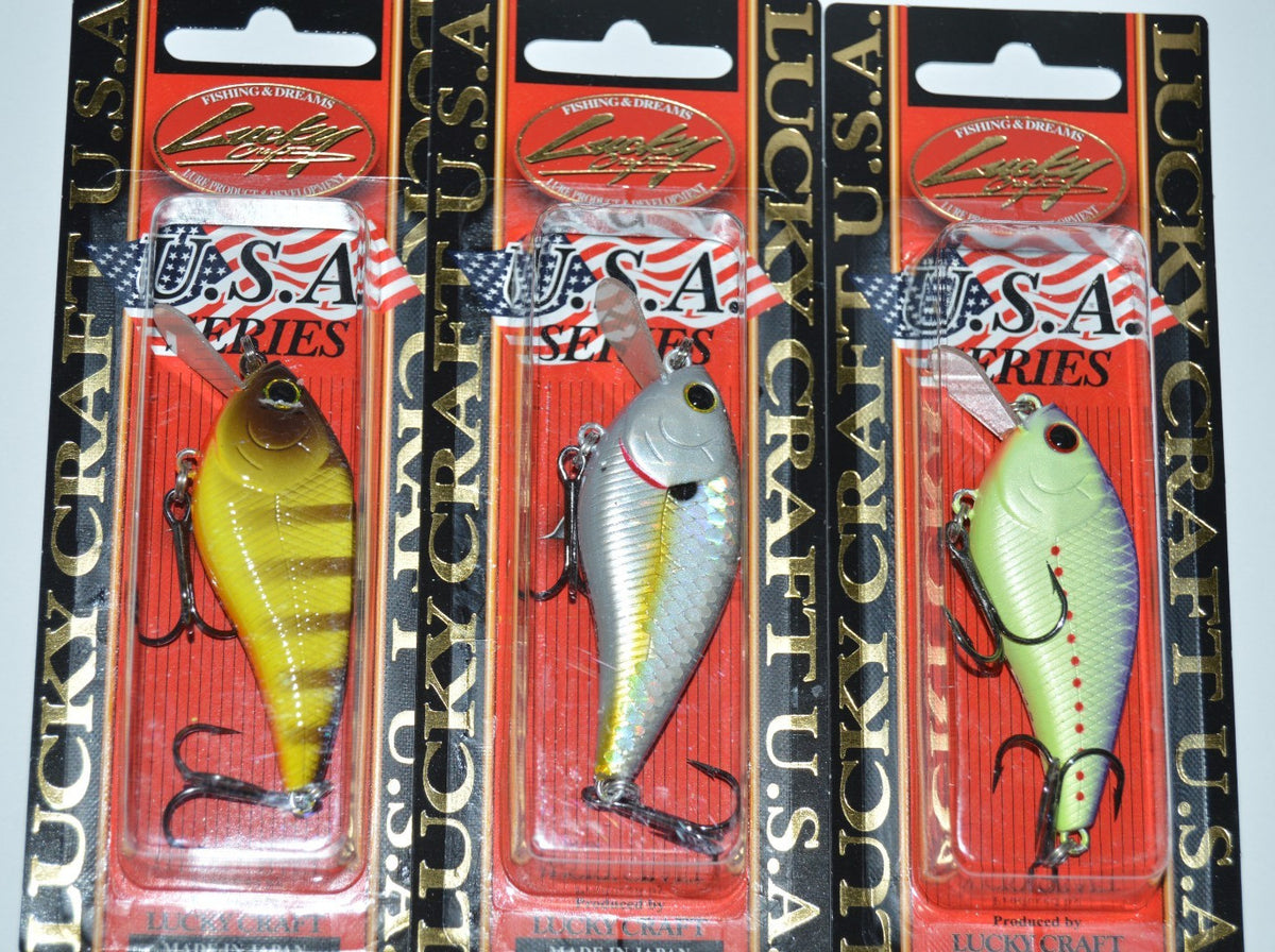 Fishing Lures Set - Lucky Craft KJ Flat Sided Crankbaits, 1.5 & 2.5 Inches, Shad & Perch
