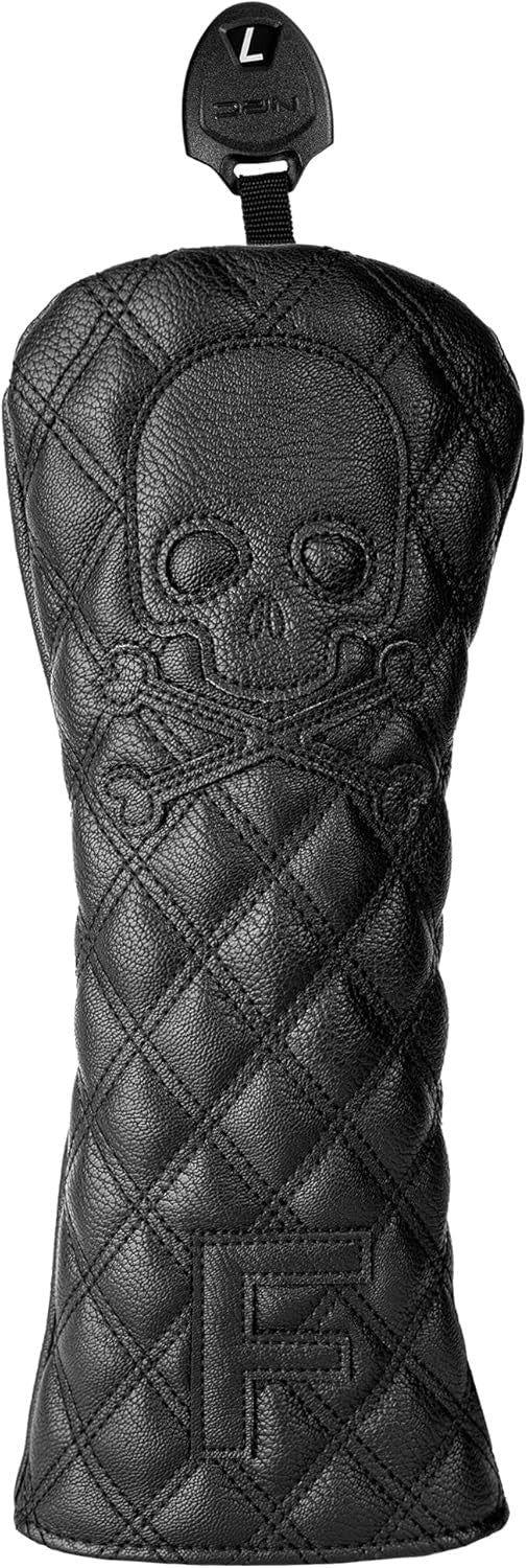 Golf Club Headcover Set with Skull Design - Fits Driver, Fairway, Hybrid, Waterproof Leather