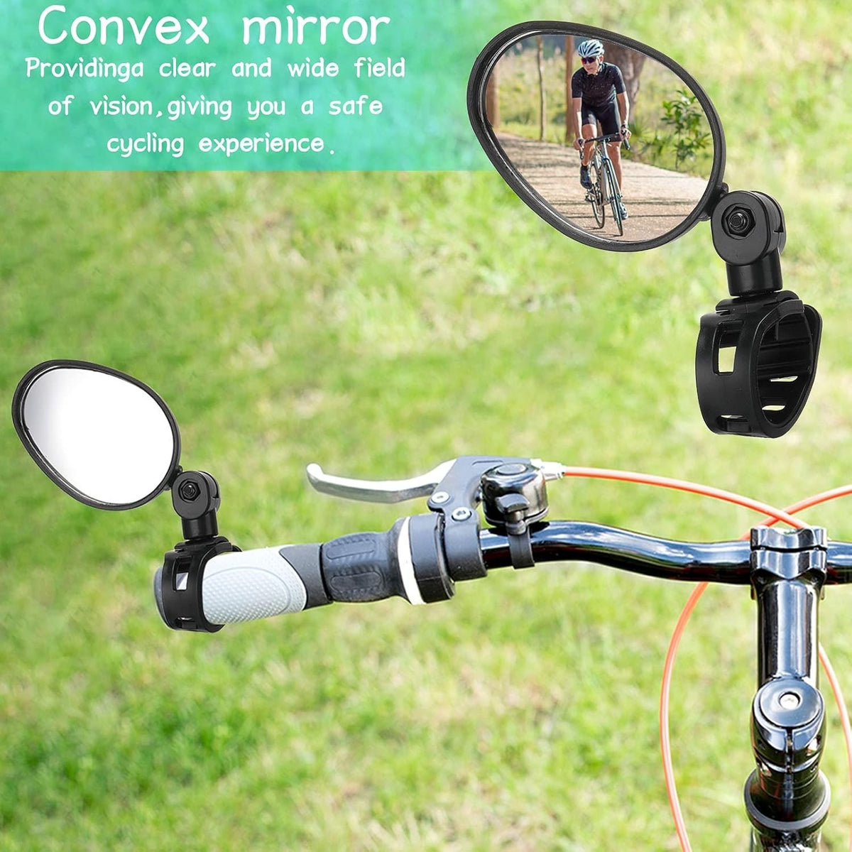 2-Pack Bicycle Rear View Mirrors - 360° Rotatable Handlebar Cycling Glasses