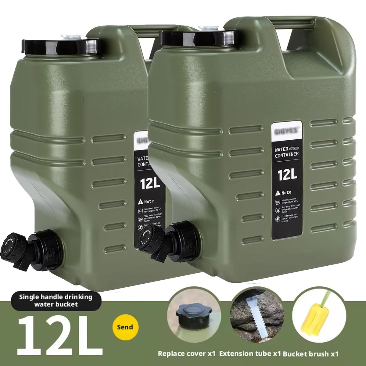 3.2-Gallon Portable Camping Water Jug with Spigot - Leak-Proof, Food Grade, Green
