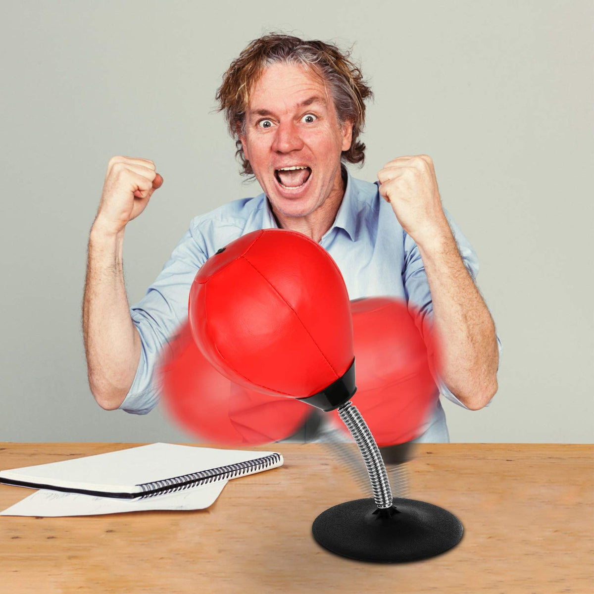 Stress Buster Desktop Punching Bag Stand with 2 Extra Balls - Red Reflex Boxing