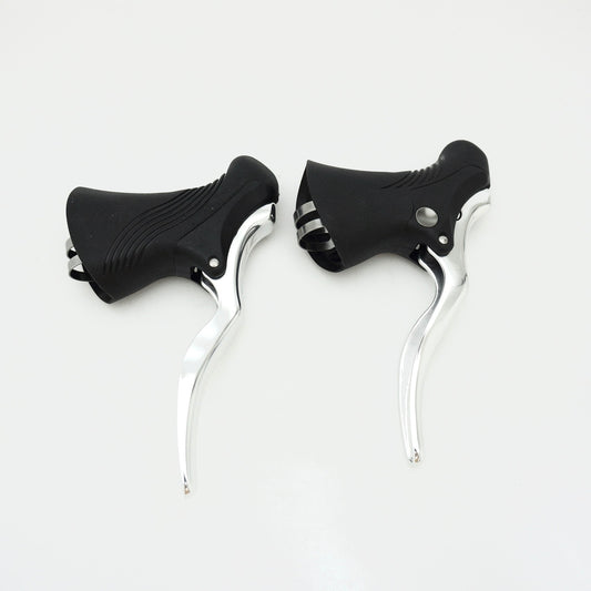 Aluminum Bike Brake Levers for Road & Fixed Gear Bikes - Black & Silver Set