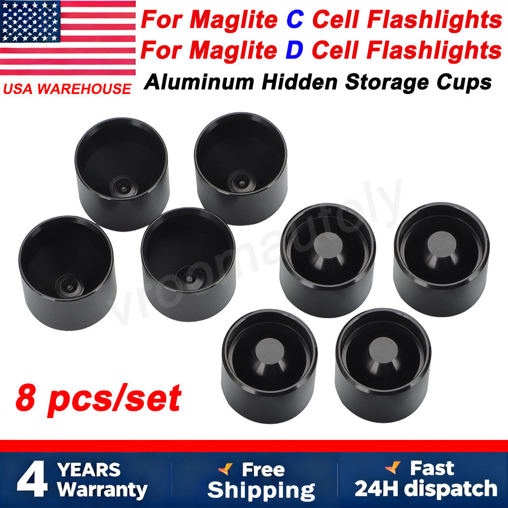 Maglite C/D Cell Dry Storage Hidden Cups - Anodized Aluminum Non-Freeze Plug Set