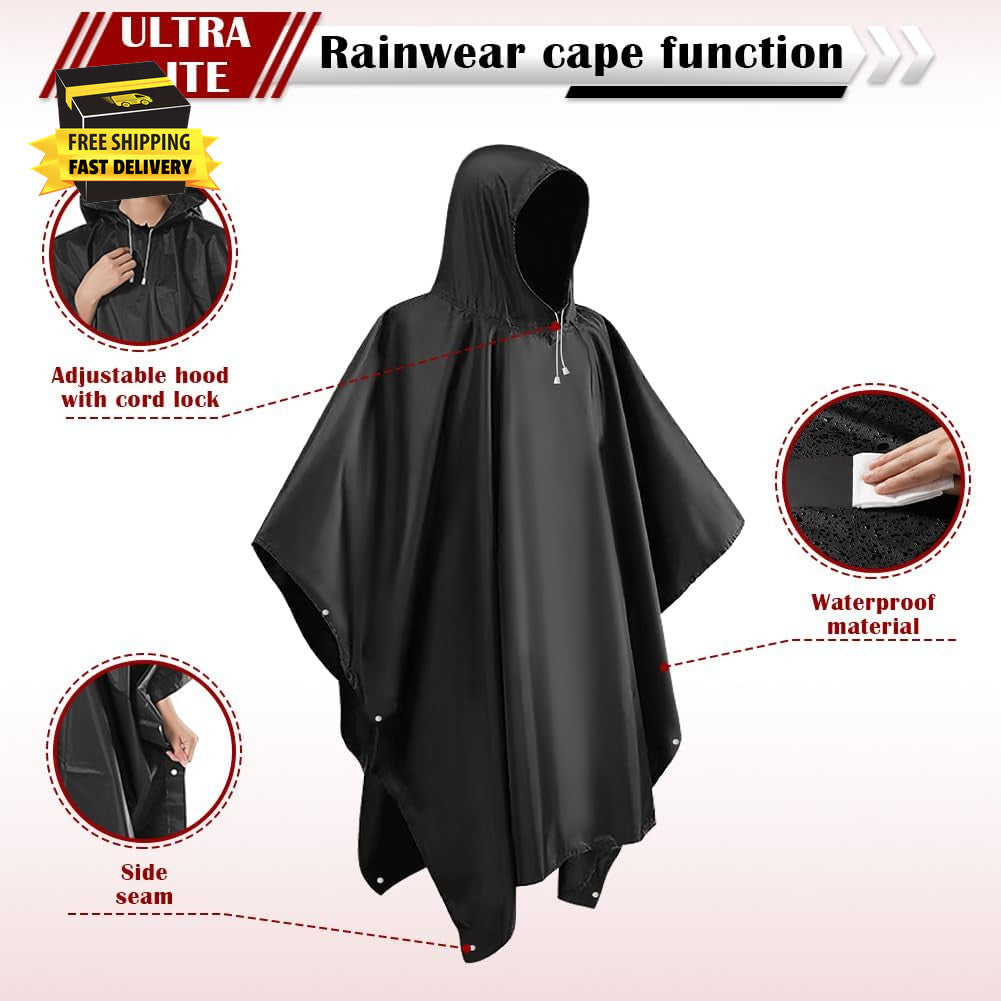 Adult Waterproof Reusable Rain Ponchos with Hood - Lightweight EVA Outerwear