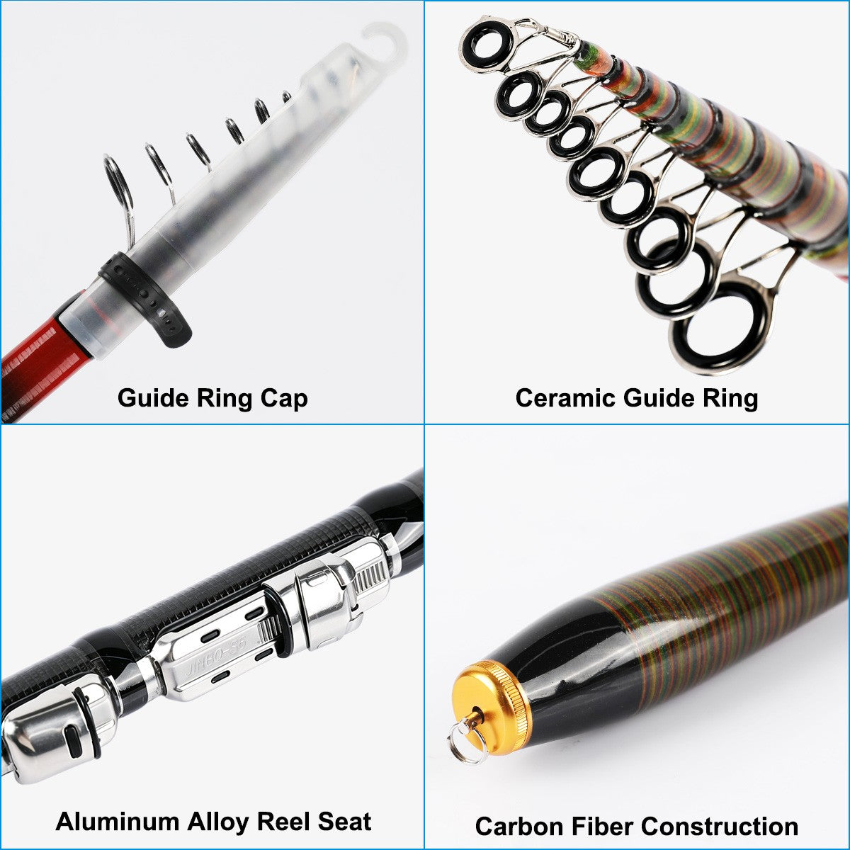 Carbon Fiber Telescopic Fishing Rod 10-30lb Saltwater Spinning Pole