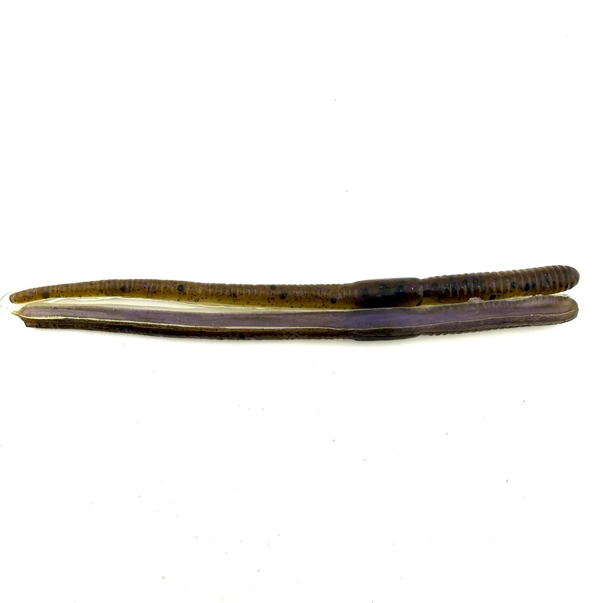 25 Hand Poured 5.5” Plastic Worms for Fishing - Green Pumpkin & Flake