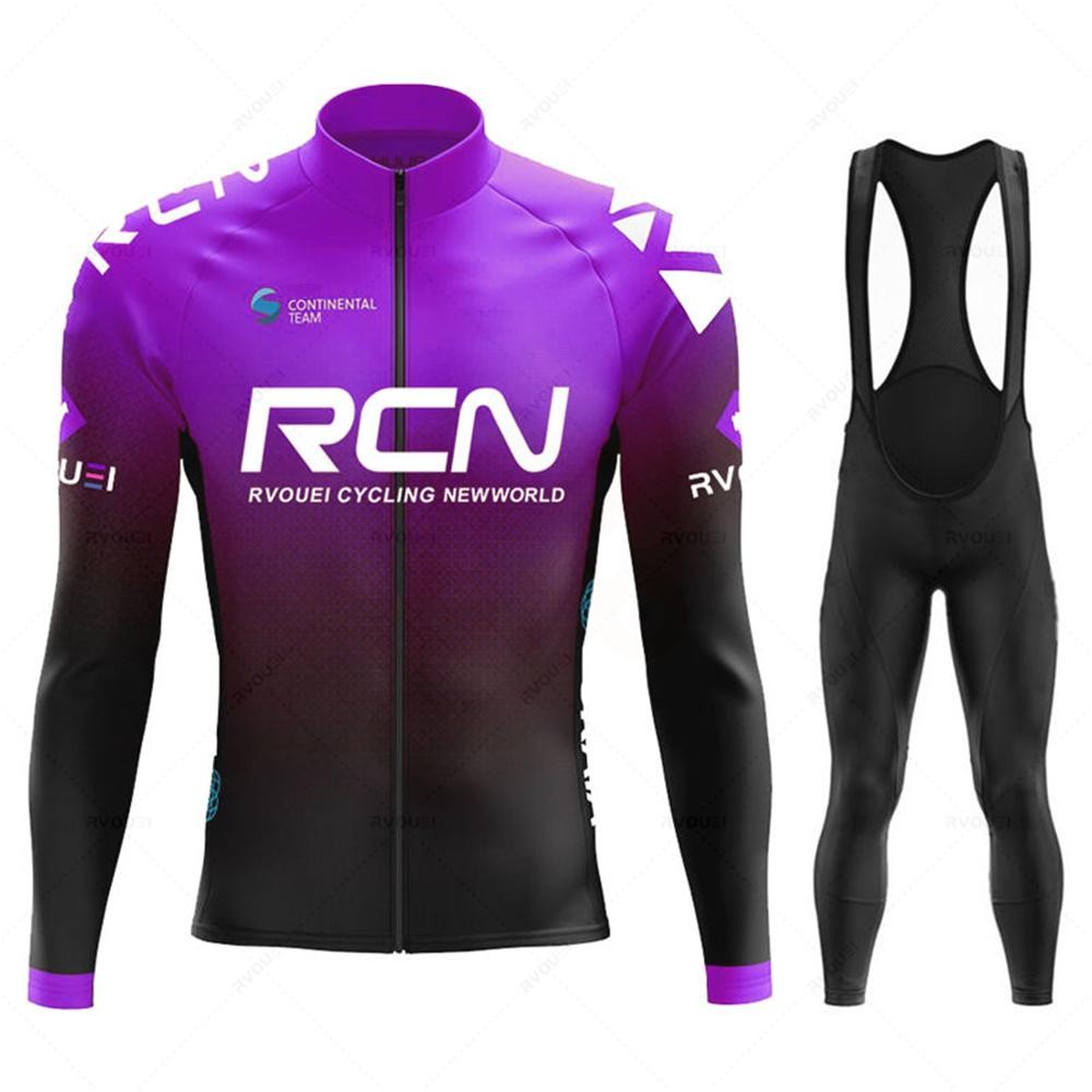 Unisex Cycling Jersey Set with Long Bib Pants for MTB Road Bike