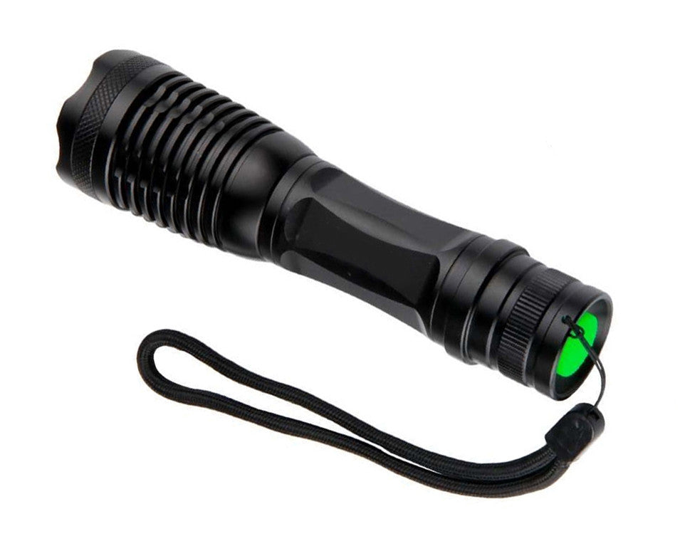 LED Flashlight Torch with Adjustable Focus & Battery - Metal Handheld Light