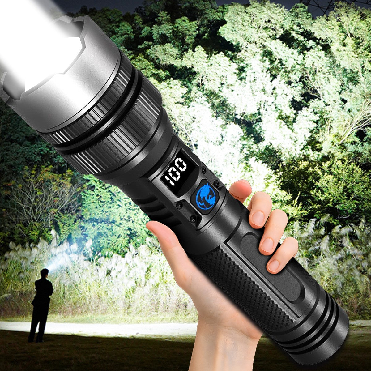 Super Bright Rechargeable LED Tactical Flashlight with Zoom & Power Bank