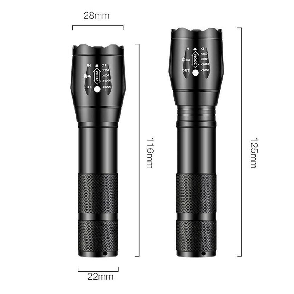 Military-Grade 2000 Lumen LED Tactical Flashlight with Zoom Modes & SOS