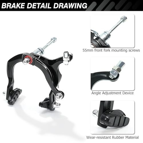 Bike Brake Set with C Calipers, Cables, Levers & Pads - Front & Rear