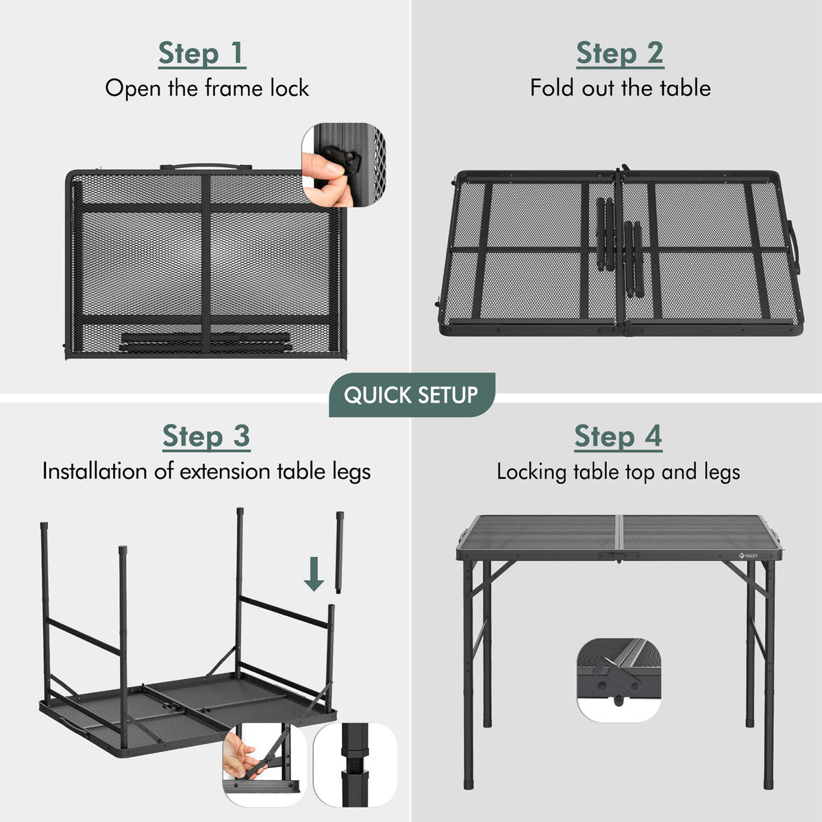 Portable Camping Table 3ft Folding Table Lightweight Outdoor Picnic Desk