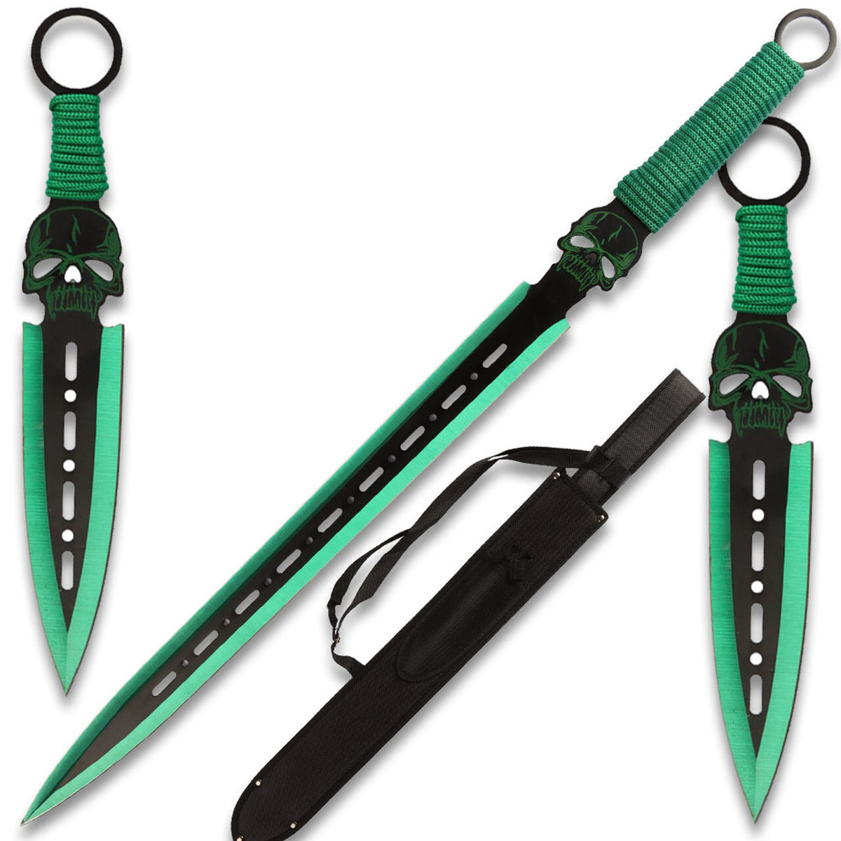 26.5-Inch Green Demon Warrior Sword with 2 Set