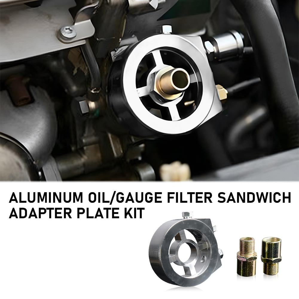 Universal Aluminum Oil Filter Sandwich Plate Adapter for Engine Oil Pressure
