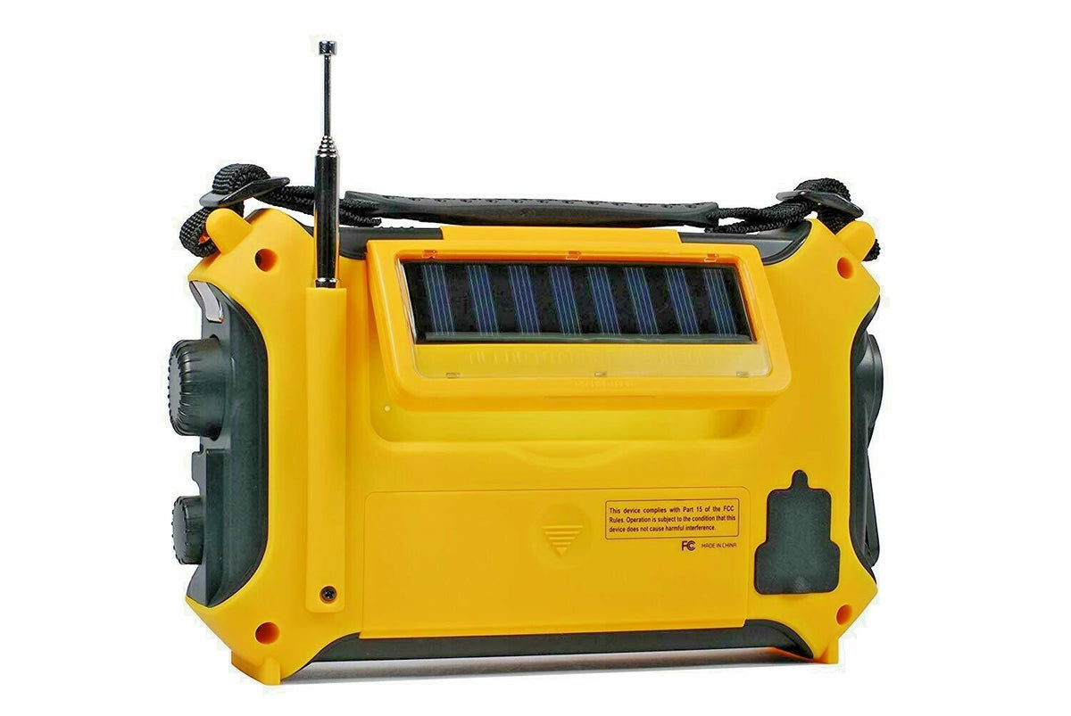 Emergency Weather Radio with Solar Crank AM FM Shortwave NOAA Alerts Yellow