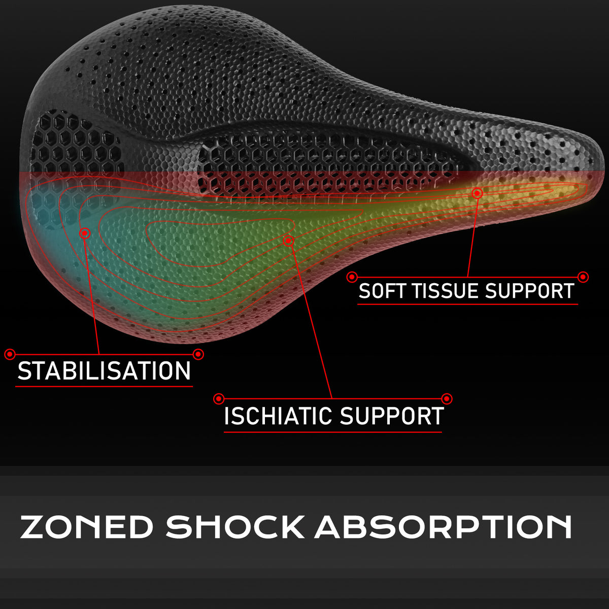 Ergonomic 3D Printing Bicycle Saddle - MTB Road Gravel Bike Seat 155mm