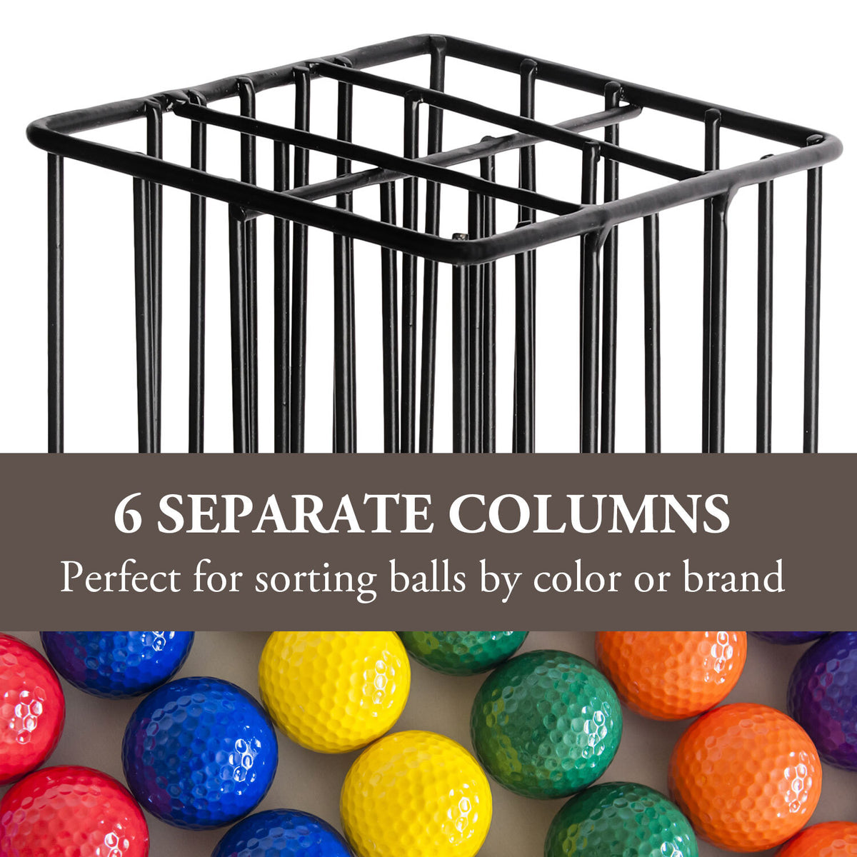 60 Capacity Golf Ball Holder Dispenser Rack - Matte Black Metal