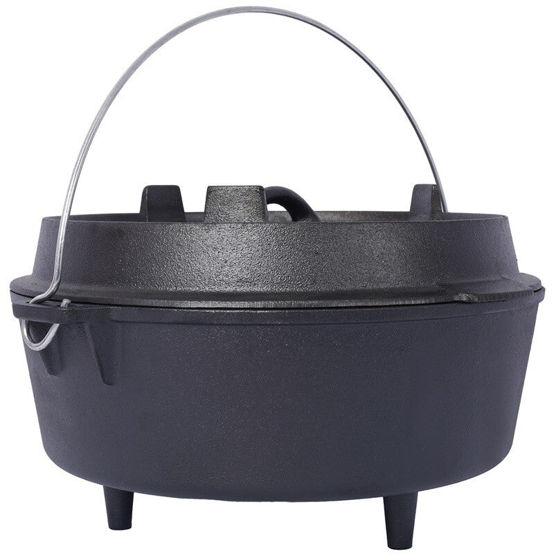 Pre-Seasoned Cast Iron Dutch Oven with Skillet Lid - 6 Quart Camping Cookware