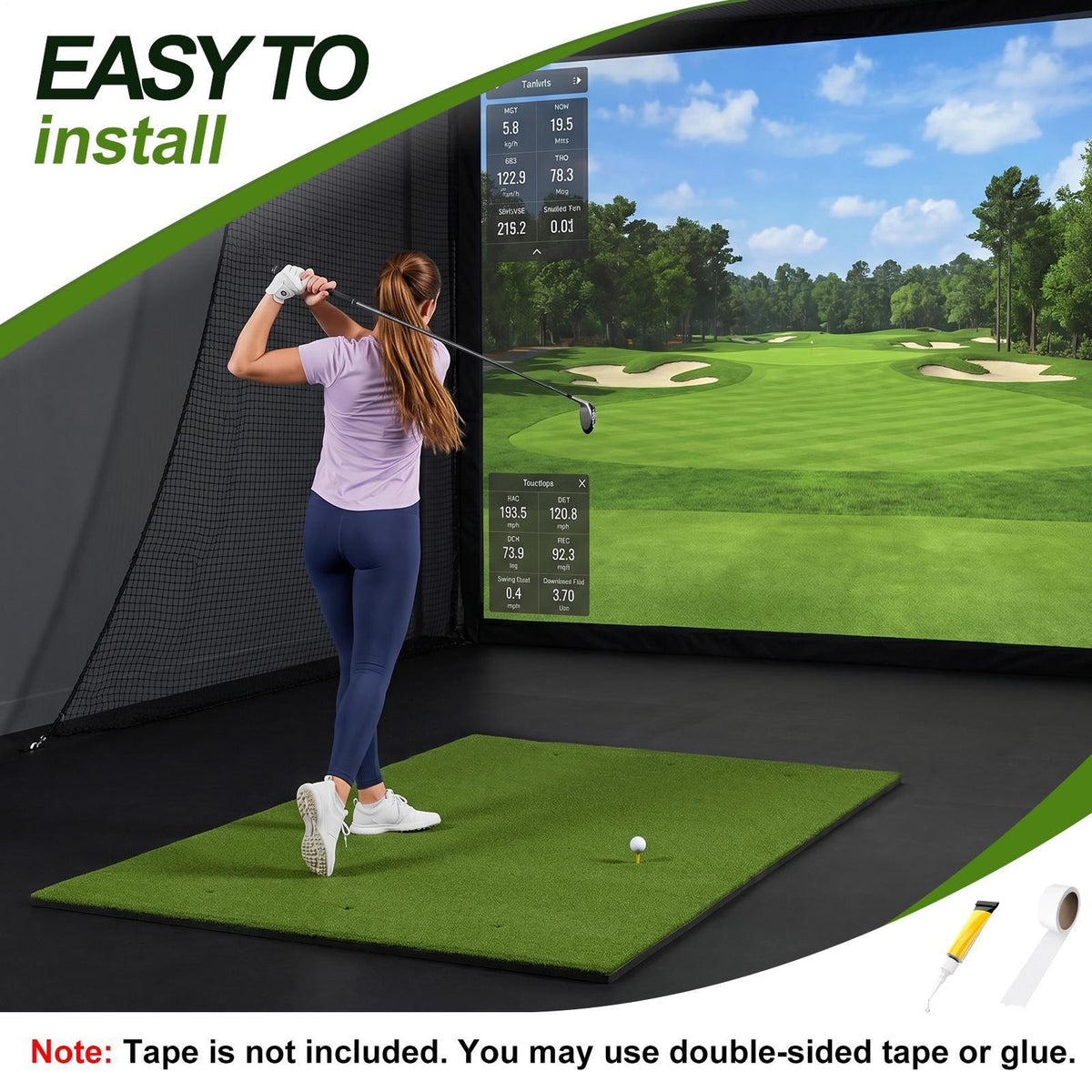 Dual Turf Golf Hitting Mat 5x4FT - High-Density Practice & Tee Area
