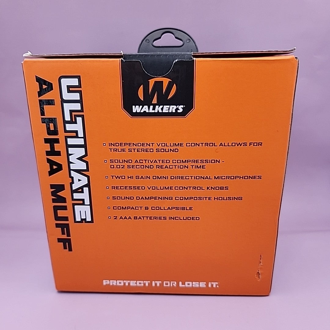 Walker's Ultimate Alpha Power Muff Electronic Ear Muffs NRR 26dB for Shooting
