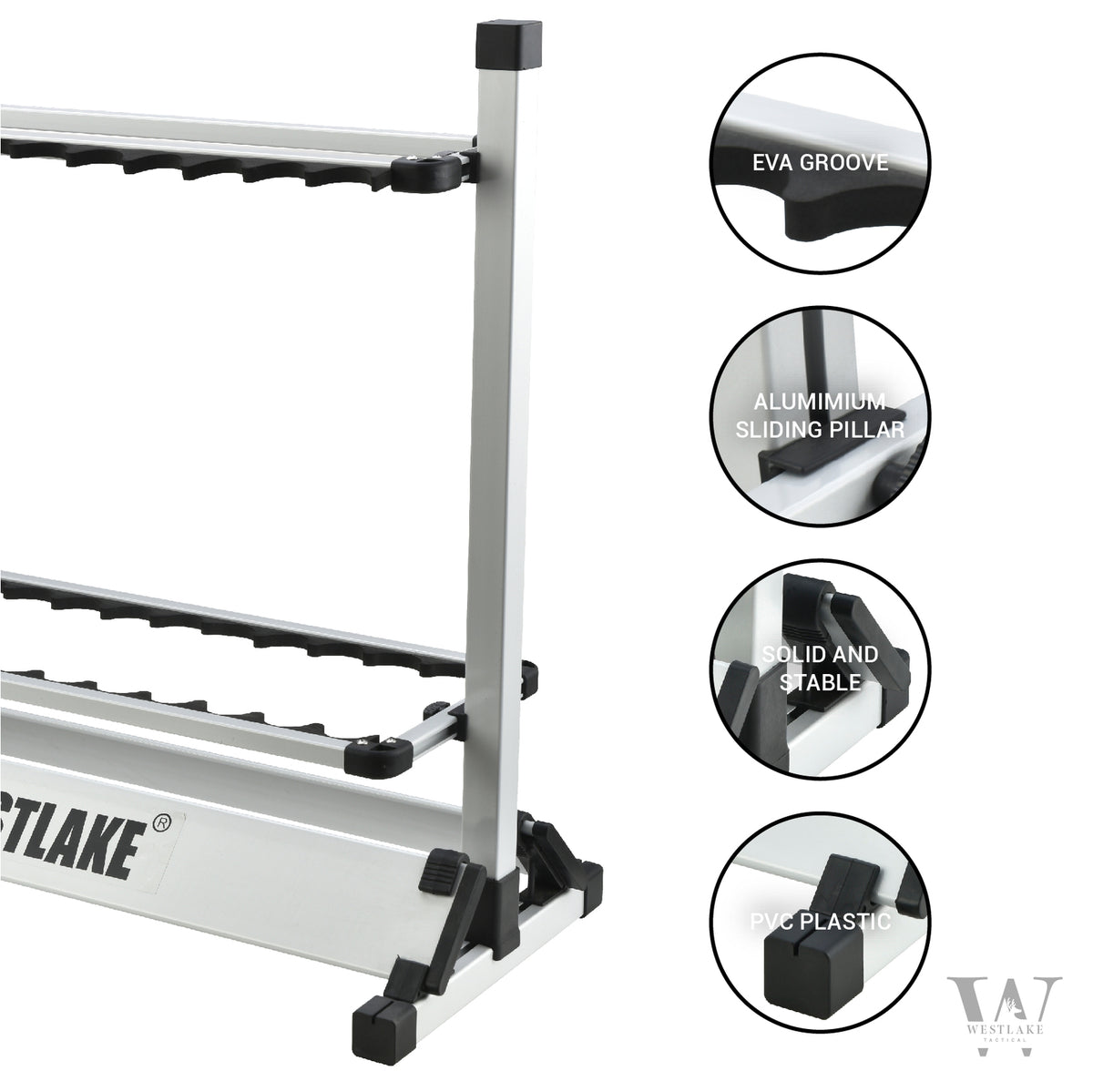 24 Rod Fishing Pole Holder Aluminum Alloy Stand Rack Storage Portable