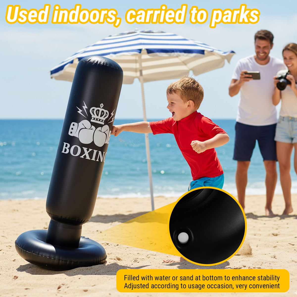 Inflatable Boxing Bag 63 Inch Punching Dummy for Martial Arts Training
