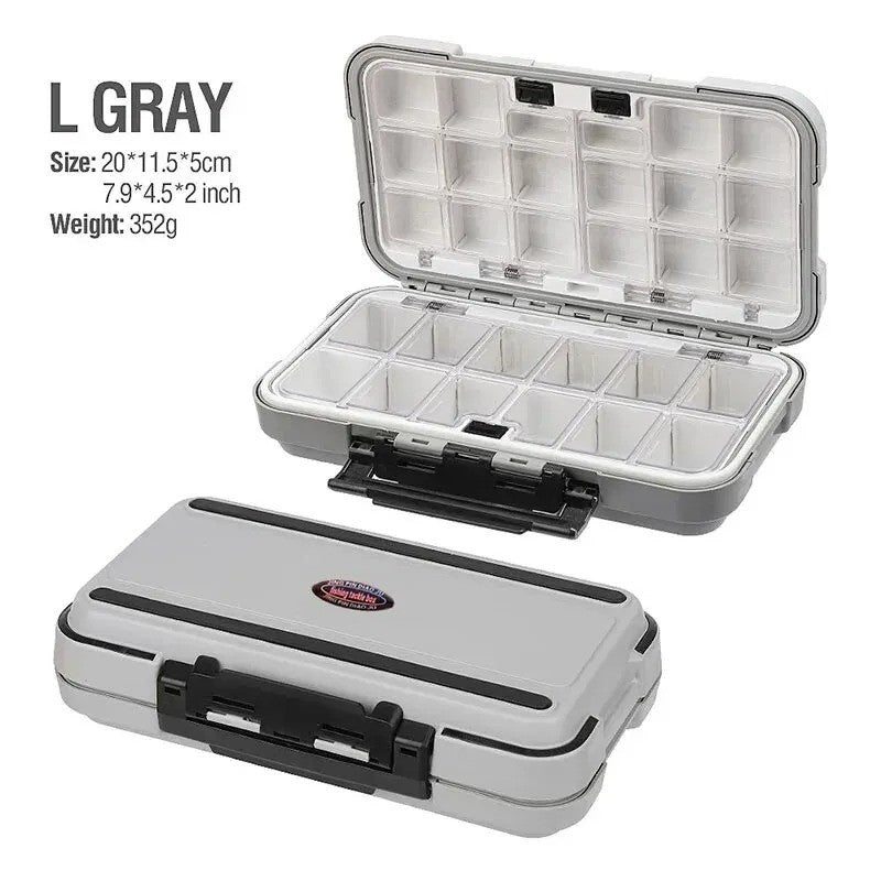 Waterproof Fishing Tackle Box with Compartments 2-Layer Hard Case Storage