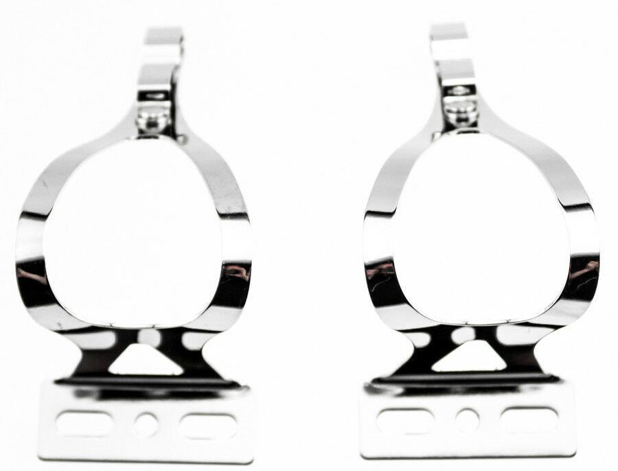 Steel Toe Clips for Fixed Gear Bikes - Double Strap Bike Pedals, Silver, Large
