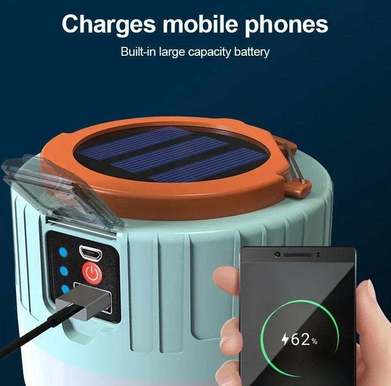 Solar LED Camping Lantern Power Bank Waterproof Emergency Light