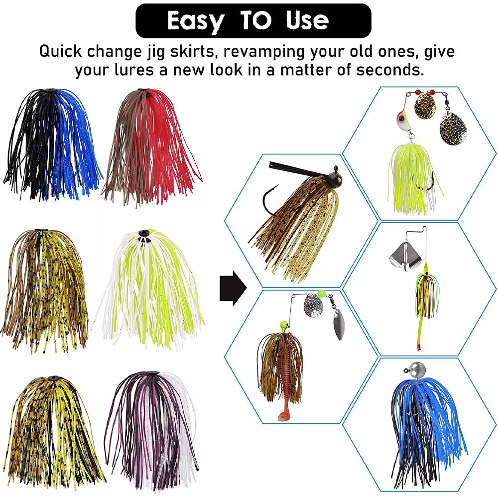 Silicone Fishing Skirt Replacement Set for Spinnerbaits and Lures - 24 Bundles