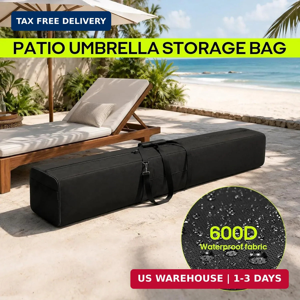 67-Inch Patio Beach Umbrella Storage Bag - Heavy-Duty Waterproof Sleeve