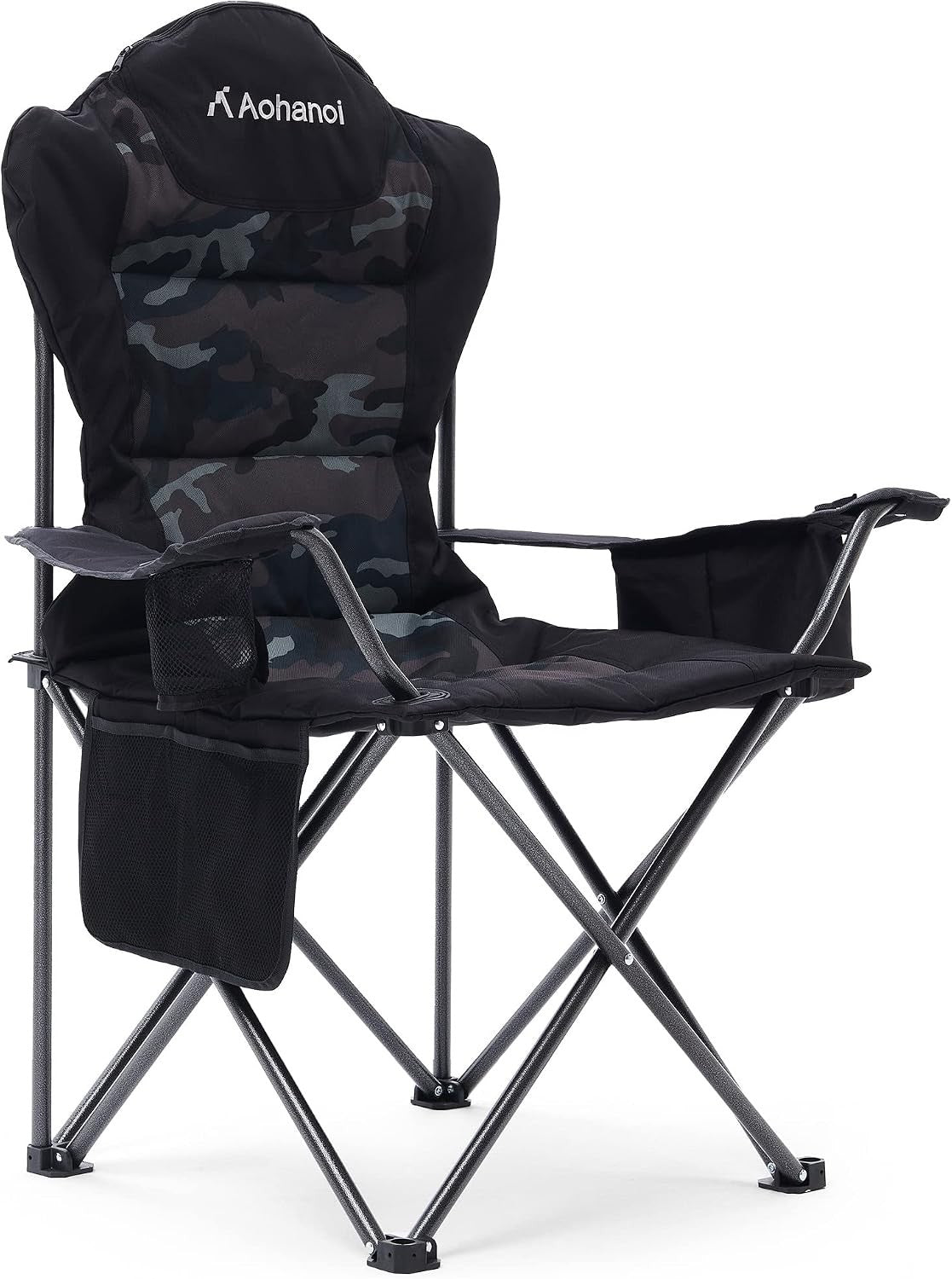 Heavy Duty Folding Camping Chairs for Adults 2-Pack - Outdoor Portable Seat with Cooler & Pocket