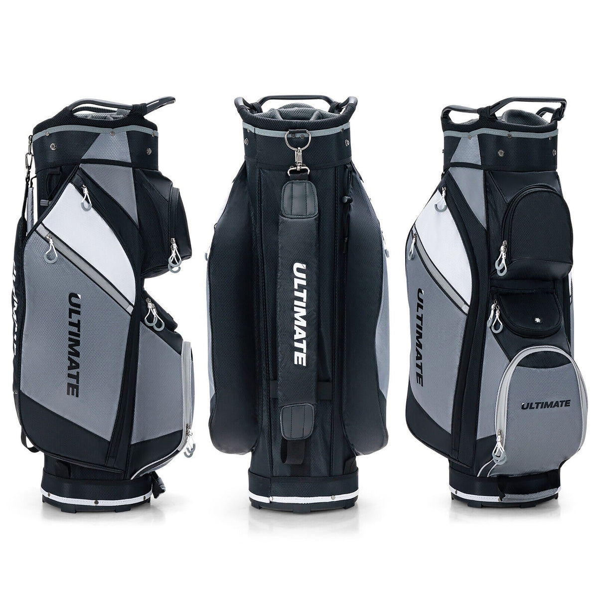 14-Way Golf Cart Stand Bag with Cooler Pocket Waterproof Rain Hood