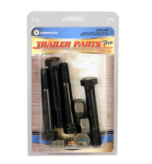 9/16 Inch x 3-1/2 Inch Shackle Bolts with Nuts for 2 Inch Wide Leaf Springs - 4 Pack